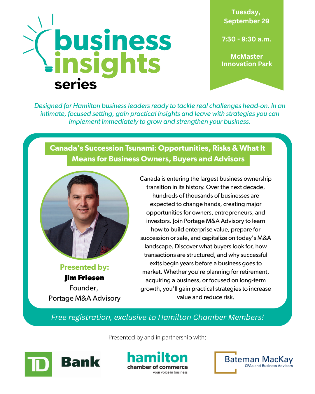 Business Insights Series: Canada’s Succession Tsunami: Opportunities, Risks & What It Means for Business Owners, Buyers and Advisors
